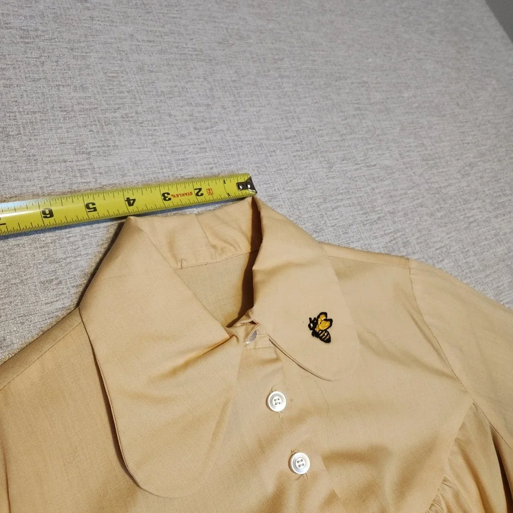 Unbranded Smock Dress Kids 4T Yellow Bee Embroidered Peter Pan Collar Vintage